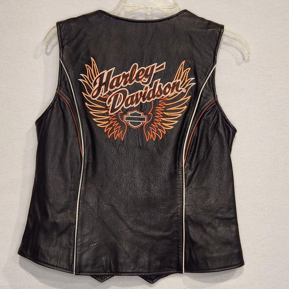Harley-Davidson Women's Black Leather Riding Vest Size Medium New Leather